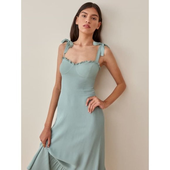 Reformation Peptites Nikita Dress in Celadon - Picture 2 of 12